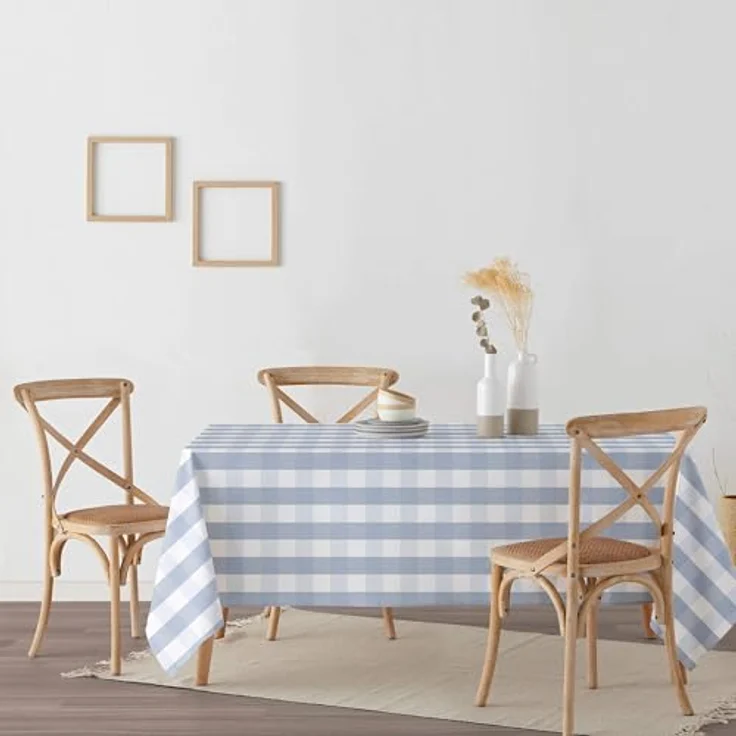 Belum Tischdecke mit Karomuster, fleckabweisend, kariert, 300x140 cm, fleckenabweisende Tischdecke, kein Wachstuch, Blau – Bild 4