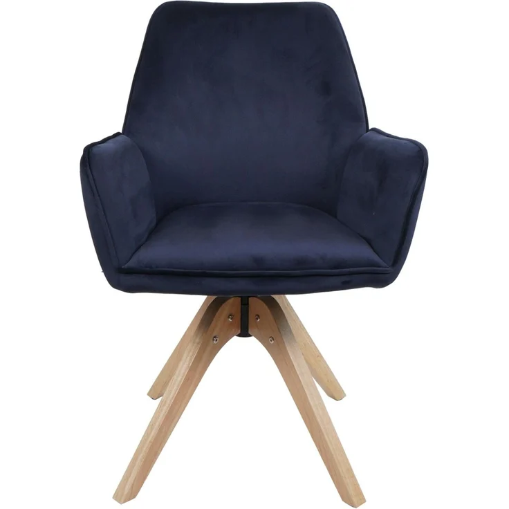 6er-Set Esszimmerstuhl HWC-G67, Esstischstuhl Küchenstuhl mit Armlehne, drehbar Holz Samt 320 g/m² MVG ~ anthrazit-blau – Bild 7