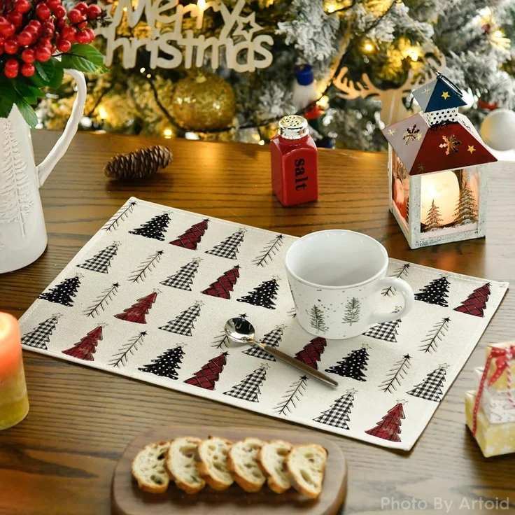 ABC Weihnachts-Platzset mit Weihnachtsbaum-Motiv, 8-teilig, 30 x 45 cm – Bild 3
