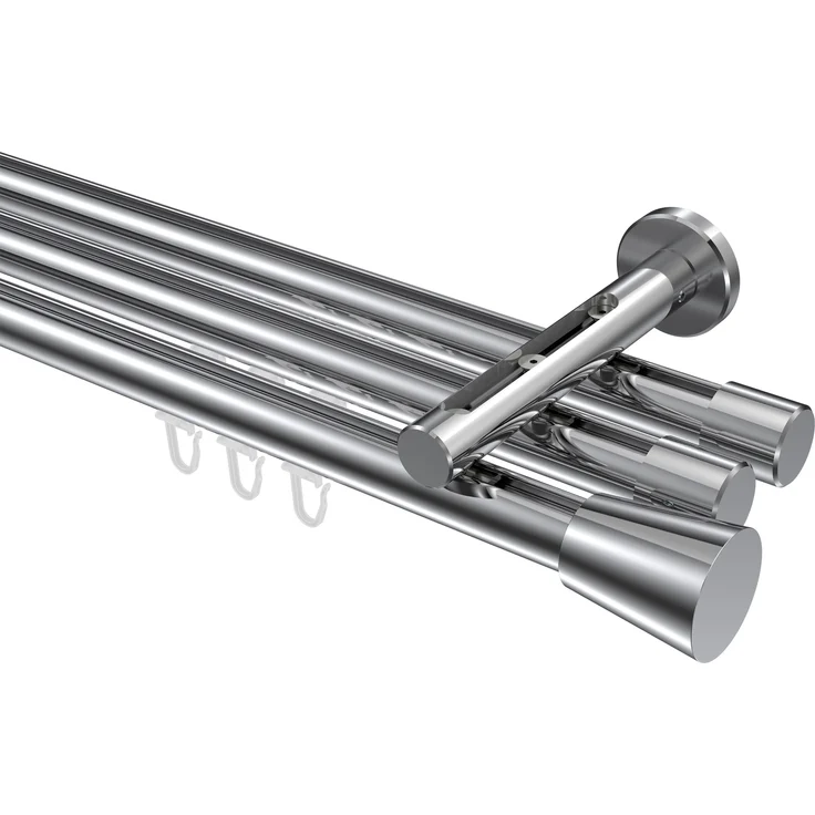 Innenlauf-Gardinenstangen-Set Siteno Sitra 180 cm, 3-läufig, 20 mm Ø Chrom – Bild 1