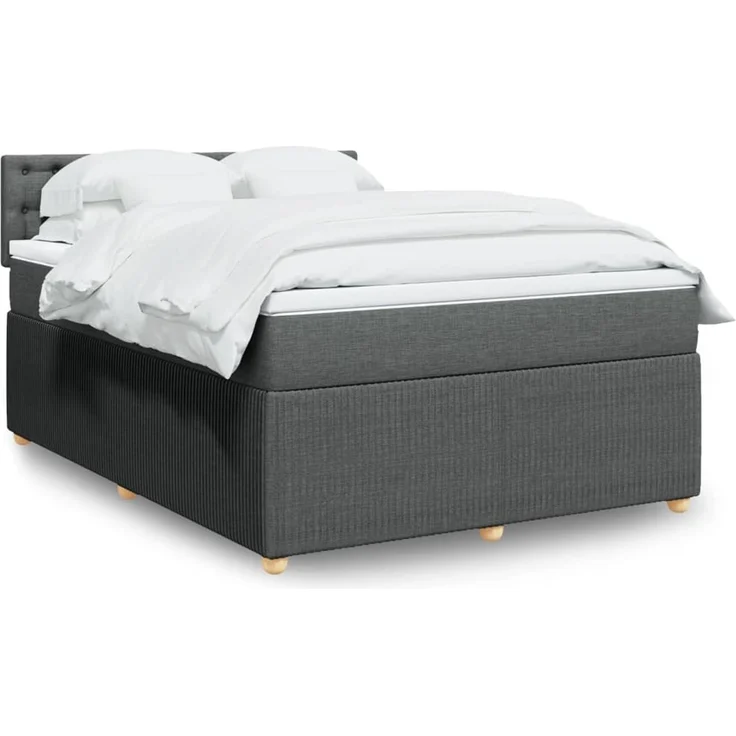 vidaXL Boxspringbett mit Matratze Dunkelgrau 140x190 cm Stoff 3287466 – Bild 1
