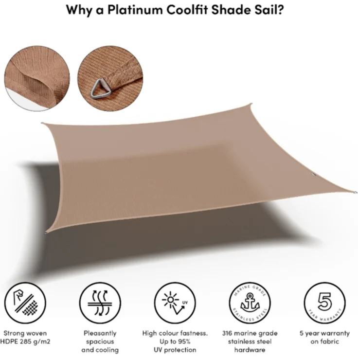 Coolfit Sonnensegel Quadrat, sand – Bild 5