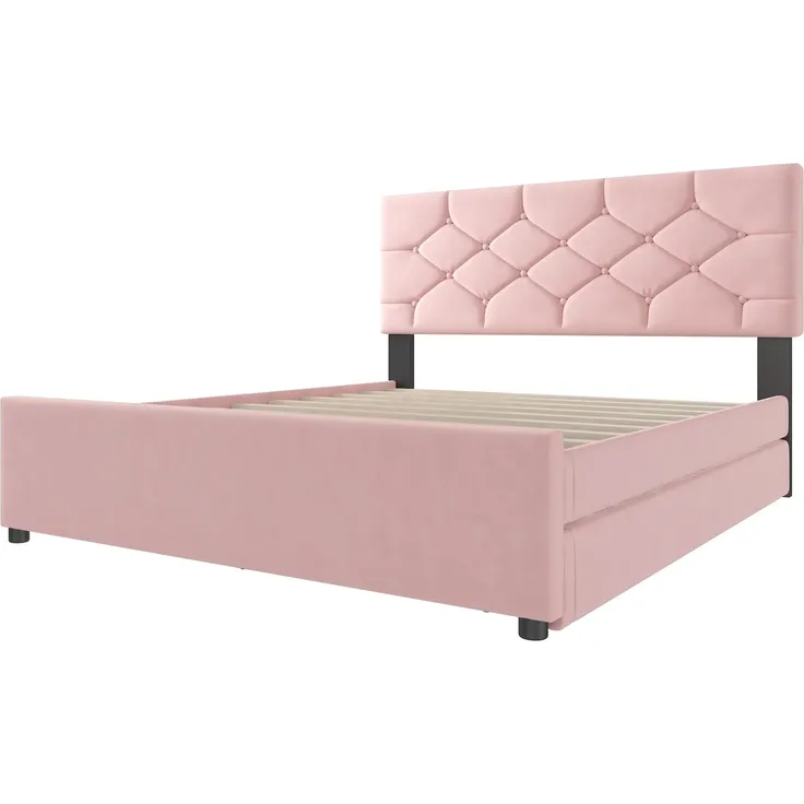 Polsterbett mit Gästebett und Lattenrost, (140x200 cm), Doppelbett, Jugendbett, Samt – Bild 3
