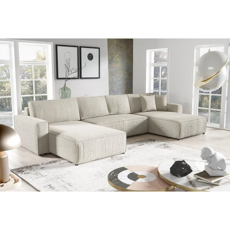 Beautysofa Ecksofa Parys U Lieferung beinhaltet die Einbringung in die Wohnung, mit Schlaffunktion, Bettkasten, u-förmig Ecke, 390 cm Polsterecke XXL, universelle Ottomane – Bild 5