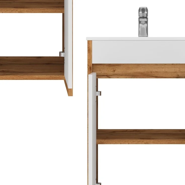 Waschbeckenunterschrank Lemgo Goldkraft Eiche 2-teilig Vicco – Bild 6