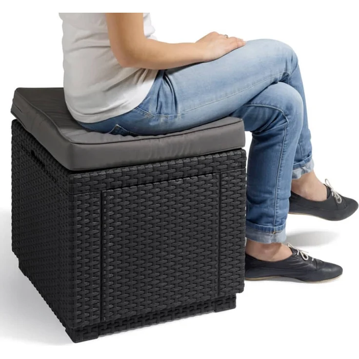 Keter Sitzwürfel mit Stauraum und Kissen Graphitgrau 408951 – Bild 3