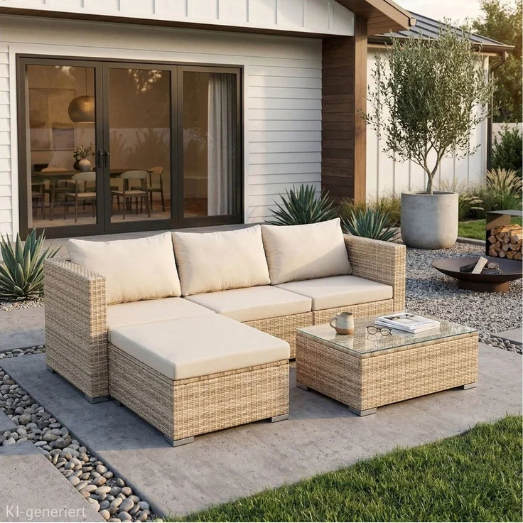 SVITA Loungeset QUEENS, (Set, 5-tlg, Garten-Lounge), verschiedene Stellmöglichkeiten, breite Armlehnen, inkl. Tisch – Bild 3