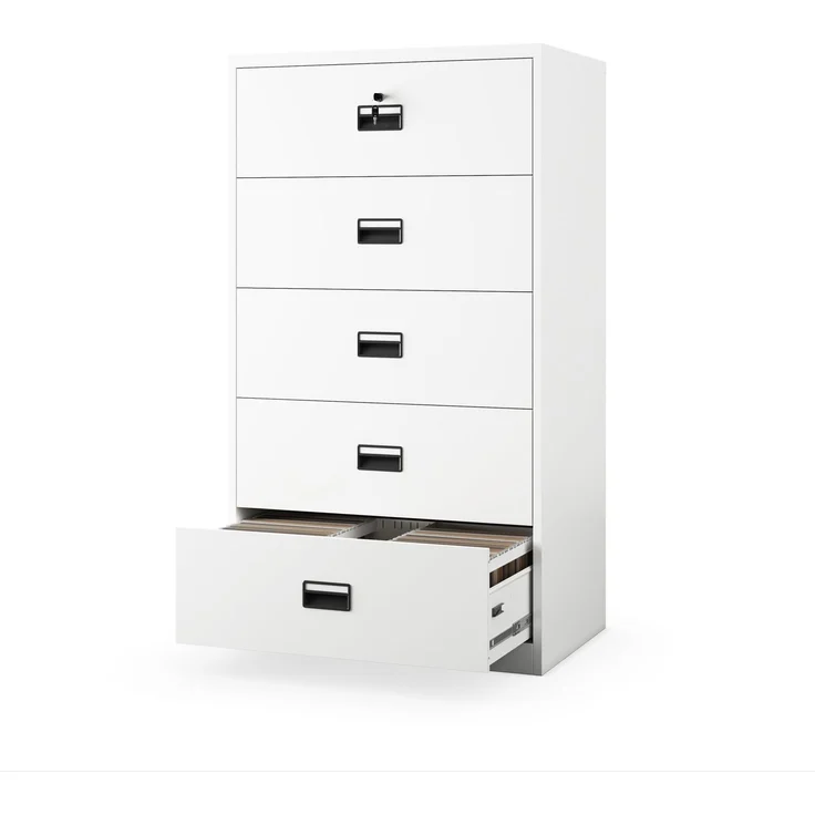 Jan Nowak Aktenschrank Metall abschließbar 162x90x60 cm mit 5 Schubladen | Vollauszug, Zentralverschluss, Kippschutz, Büro, Archiv, Homeoffice