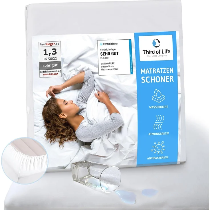 Matratzenschoner 200x220 cm wasserdicht, Atmungsaktives Spannbettlaken, Anti-Milben Matratzenbezug, Wasserundurchlässiger Matratzen-Schutz, Matratzen-Topper 200x220 cm, Hygienische Bettunterlage