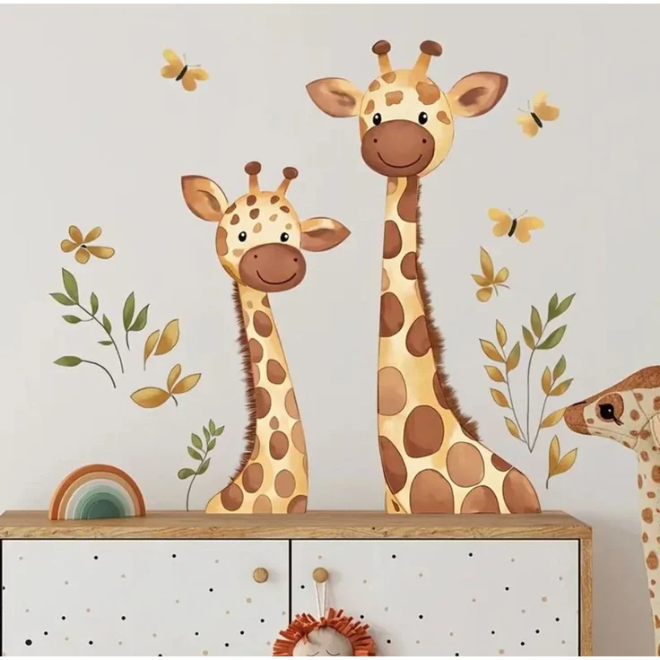 Montegoni Wandsticker Selbstklebende Giraffen Wandaufkleber – Kinderzimmer Dekoration (einzel, 1x Set mit selbstklebenden Giraffen Wandaufklebern), Selbstklebend, einfache Anwendung, Giraffen Design für Kinderzimmer – Bild 3