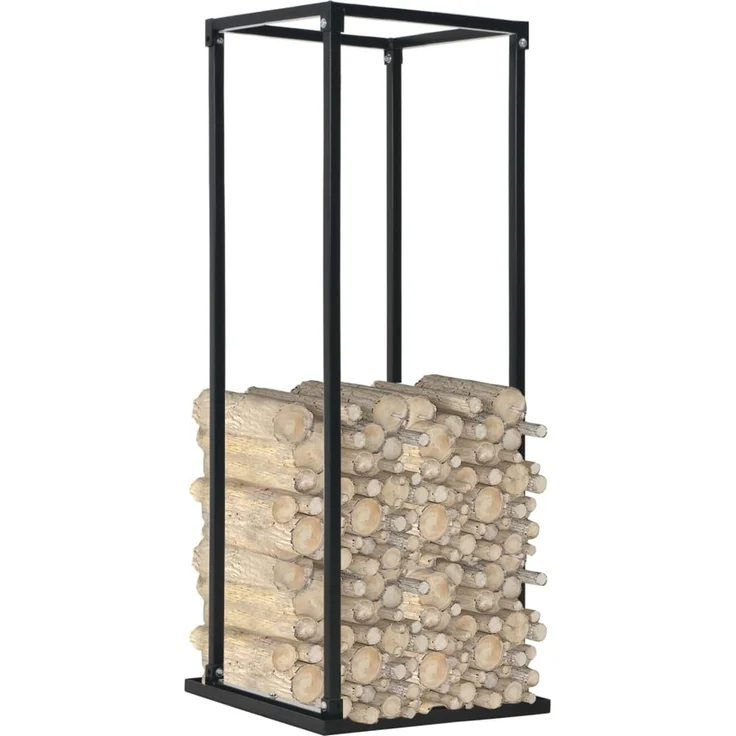 vidaXL Brennholzregal mit Boden Schwarz 37 x 37 x 113 cm Stahl 284702 – Bild 2