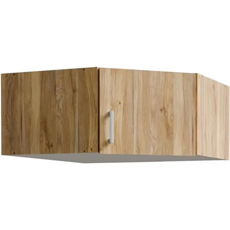 Forte ECONOBOX Schrankaufsatz 90, 1-türiger Drehtürenschrankaufsatz für Eckschrank, Holzwerkstoff, Mauvella Eiche Dekor, 89,5 cm breit, 38,1 cm hoch, 89,4 cm tief – Bild 4