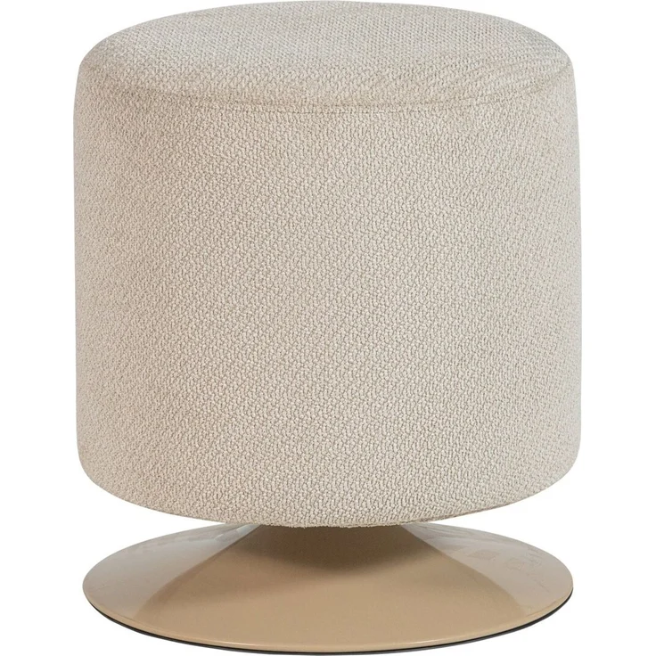 Polsterhocker Islen - Bouclé-Stoff Beige, mit Drehfuß – Bild 1