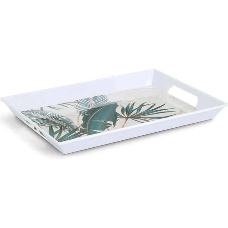 ZELLER 26473 Melamintablett PALM LEAVES mit Tragegriffen, ca. 50 x 35 x 5 cm – Bild 1