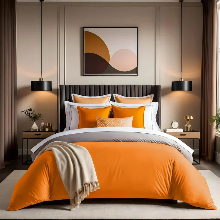 L'essentiel Maison 'Tonne Orage - 27' Ranforce Einzelbett-XXL-Bettbezug (DE), Orange, 220 x 155 cm – Bild 2