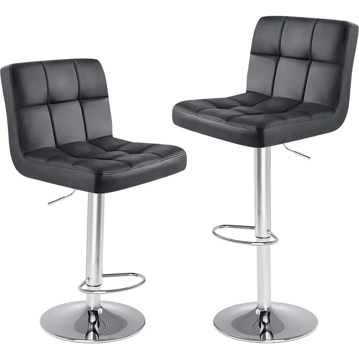 DUMOS barhocker 2er Set, moderner Stil barstuhl höhenverstellbar 60-80 cm, Metallbeine bar hocker, hocker küche, hoch barhocker mit lehne, geeignet für Bar, Küche und Wohnzimmer bar Stool (Schwarz) – Bild 1