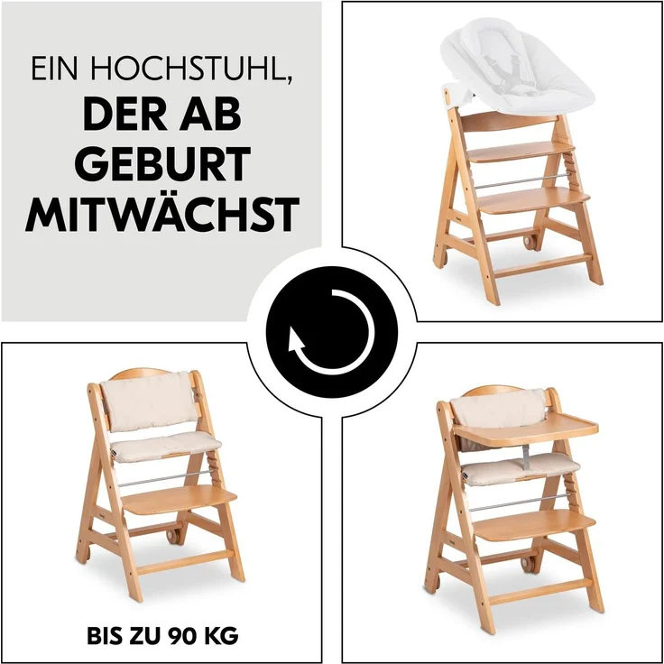 Hauck Beta+ Hochstuhl mit Einlage und Essbrett Natur – Bild 2