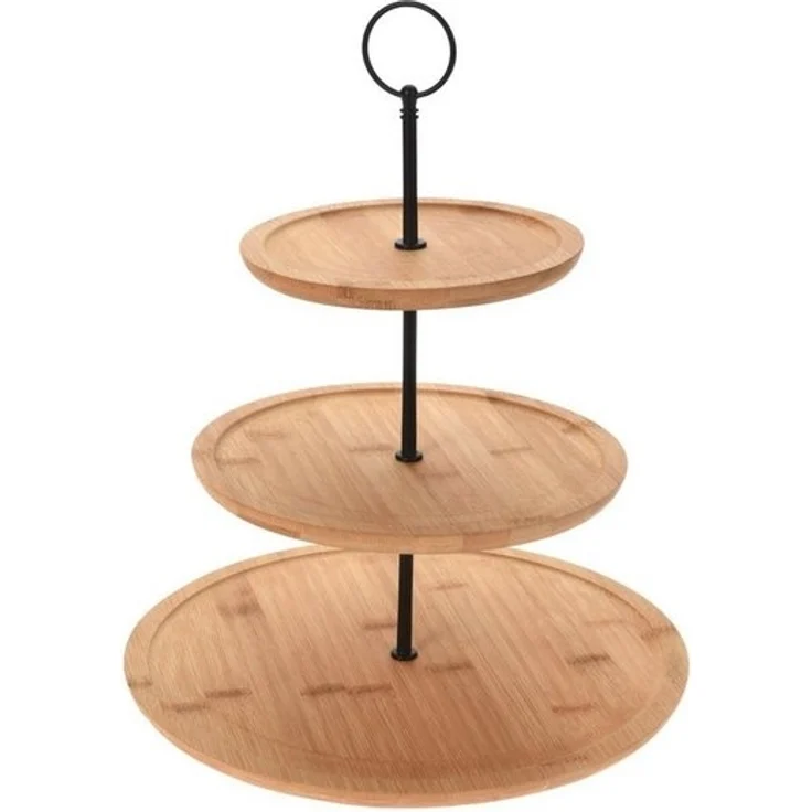 Spetebo Etagere Bambus Etagere mit 3 Etagen - 35 cm, Bambusholz, Metall, (Stück, 1-tlg, Holz Etagere), Etagenständer 3-stöckig – Bild 2