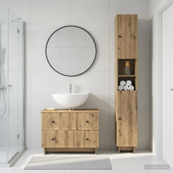vidaXL 2-teiliges Badezimmer Schrank Set EDE Artisan-Eiche 3417503 – Bild 1