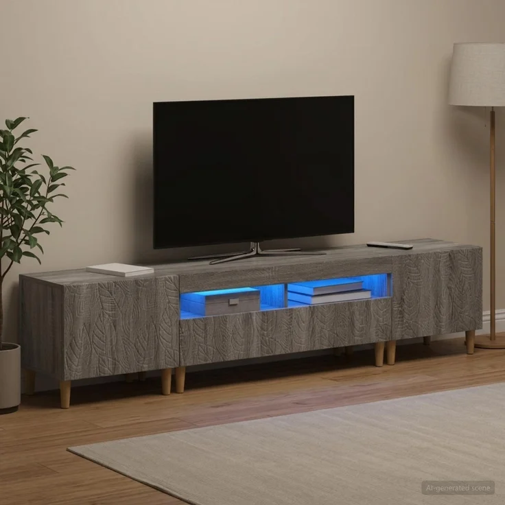 vidaXL 3-teiliges LED TV Regal DELFT Sonoma-Grau Holzwerkstoff 3416766 – Bild 3