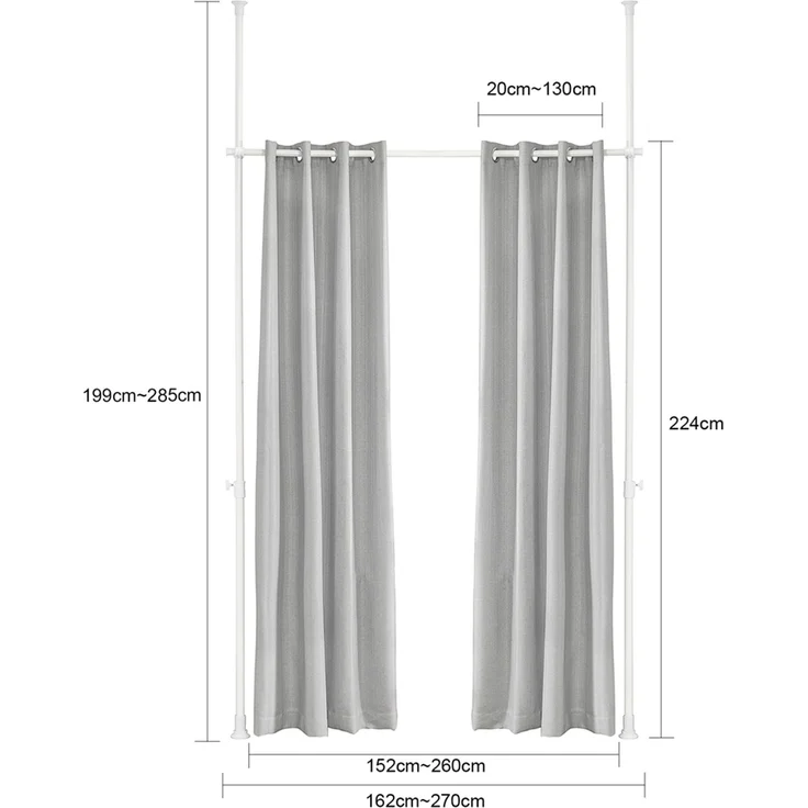 SoBuy KLS12-HG Raumteiler, Stoff, Lackiert, Hellgrau, 289,99 x 280,01 x 8,99 cm – Bild 3
