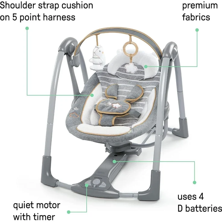 Ingenuity Tragbare Babyschaukel Swing'n'Go Bella Teddy – Bild 2