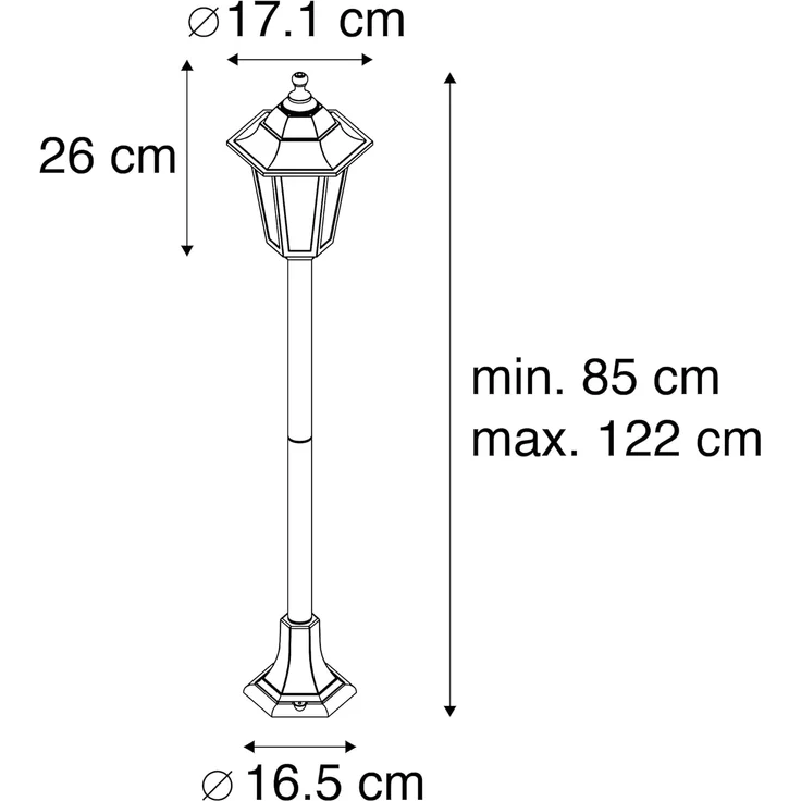 Qazqa Außen-Stehlampe New haven, ohne Leuchtmittel, E27, Schwarz, Klassisch / Antik, Kunststoff, 1-flammig – Bild 3