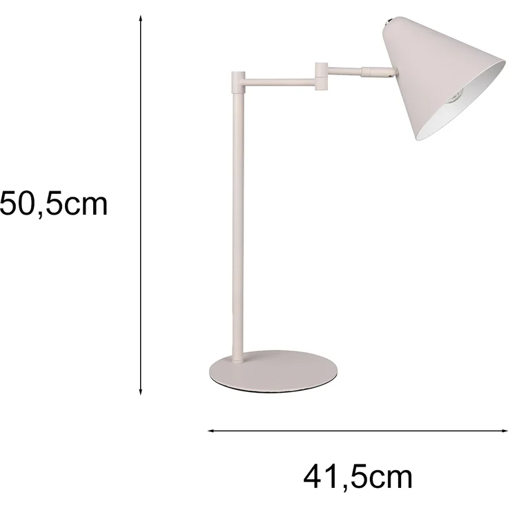 Retro Schreibtischlampe COSIMA mit Schwenkarm aus Metall Hellgrau, Höhe 50,5cm – Bild 4