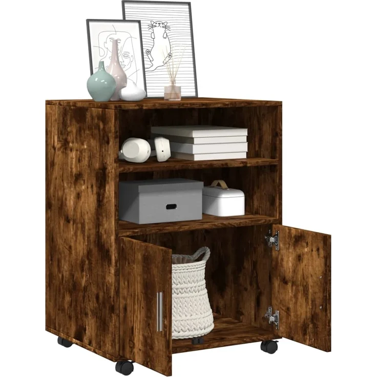 vidaXL Rollschrank Räuchereiche 60x48x81 cm Holzwerkstoff 853168 – Bild 2