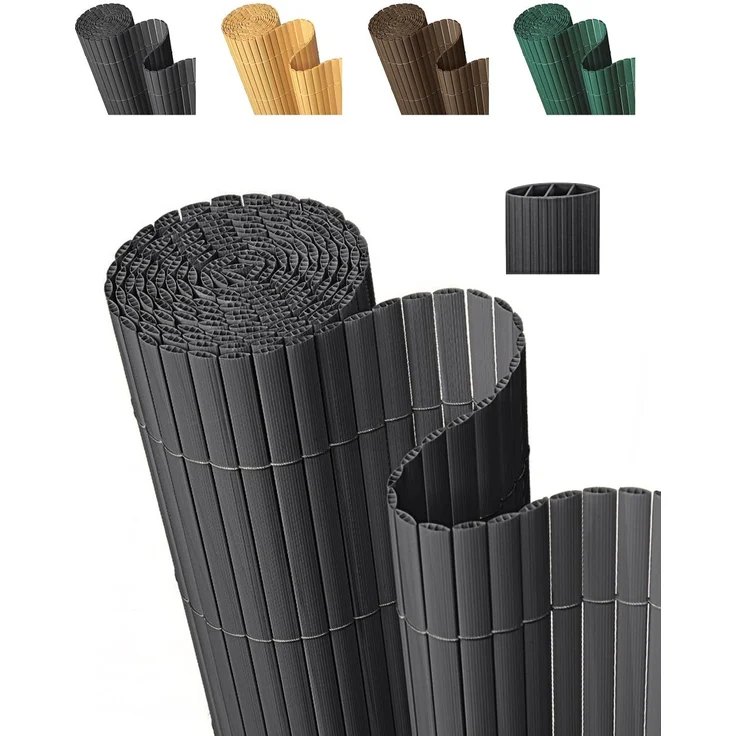 paramondo PVC Sichtschutzmatte Sichtschutzzaun 120x300 cm Dreifache Verstärkung für Garten Terrasse, Privatsphäre Balkon Sichtschutz Zaun Windschutz Wetterfest mit Strukturierte Oberfläche Anthrazit – Bild 1