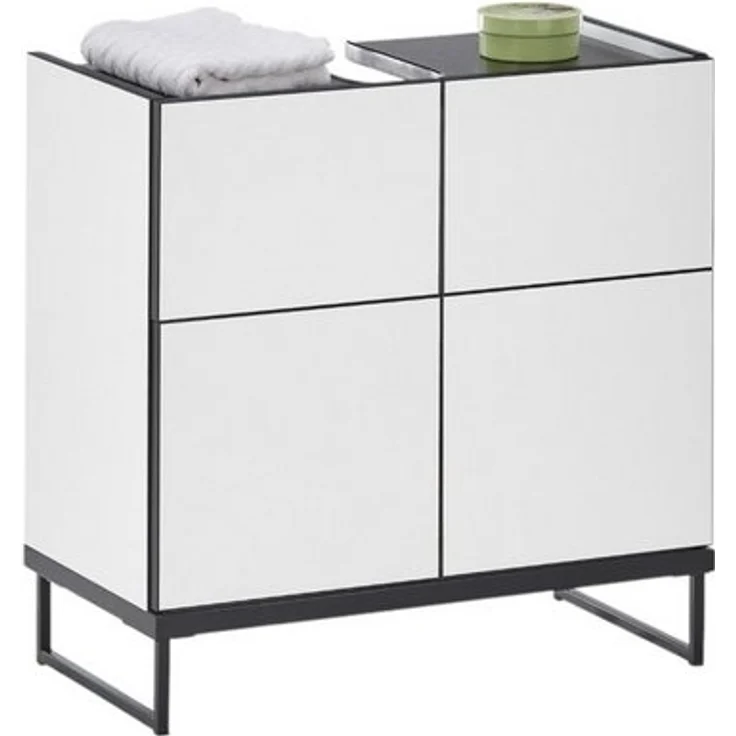 moebel-dich-auf Waschbeckenunterschrank VEGAS (Badezimmerschrank, Waschtisch) Weiß matt, Absetzung: Schwarz – Bild 4
