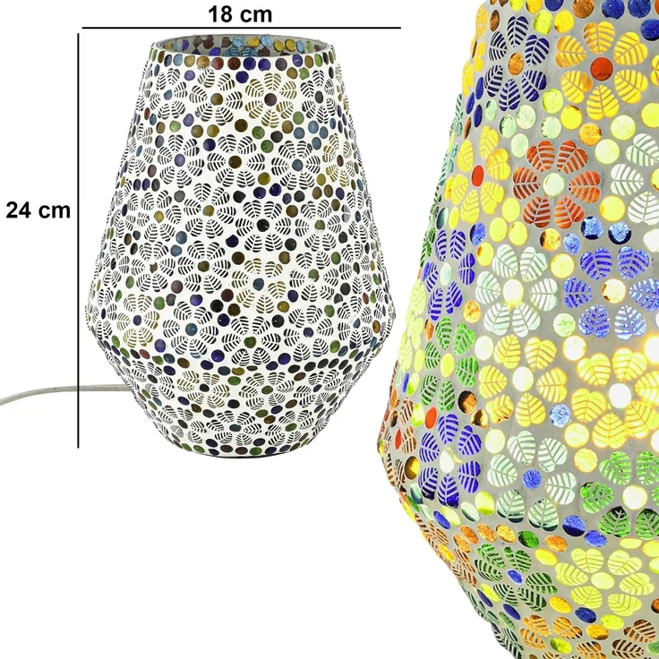 Marrakesch Orient & Mediterran Interior Nachttischlampe Boho Deko tischlampe Nachtischlampe aus Glas Mosaik Fikus -3-, Handarbeit – Bild 5