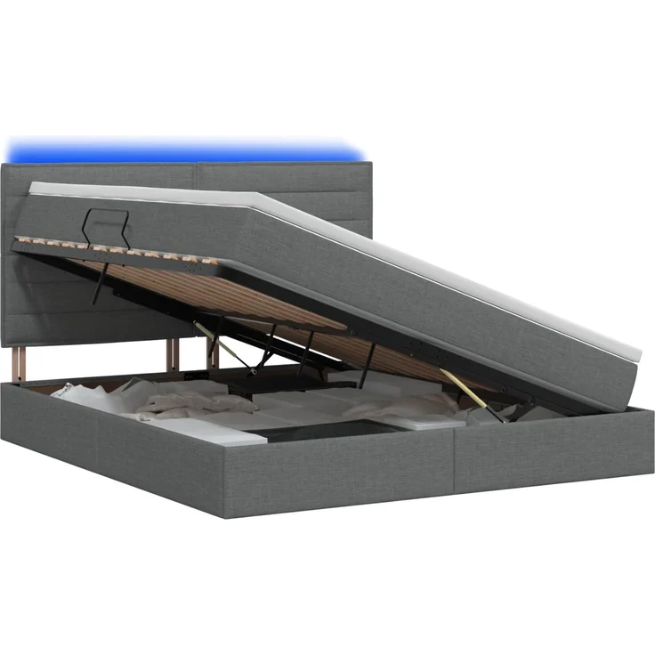 vidaXL LED-Speicherbett mit Matratze Dunkelgrau 180 x 200 cm Stoff 3459898 – Bild 2