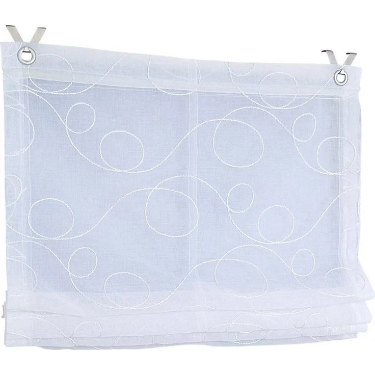 Kutti Raffrollo Jasmin, mit Hakenaufhängung, ohne Bohren, einfarbig, bestickt, matt, Polyester, pflegeleicht, mit Fensterhaken – Bild 4