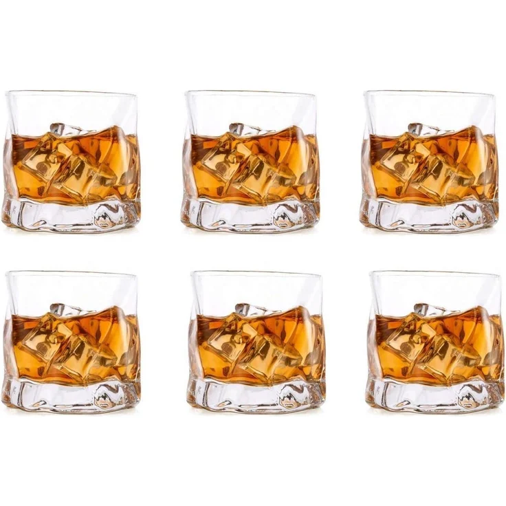 Whiskyglas Set 6 Unregelmäßige Falten Scotch 250ml Papa Ehemann Bourbon/Rum – Bild 1