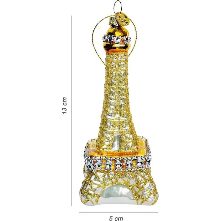 Christbaumschmuck Eiffelturm Paris gold Christbaumanhänger Echt Glas Weihnachten – Bild 3