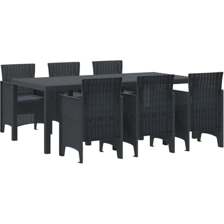 vidaXL Garten Essgruppe 7 pcs Anthrazit Polypropylen 3378715 – Bild 1