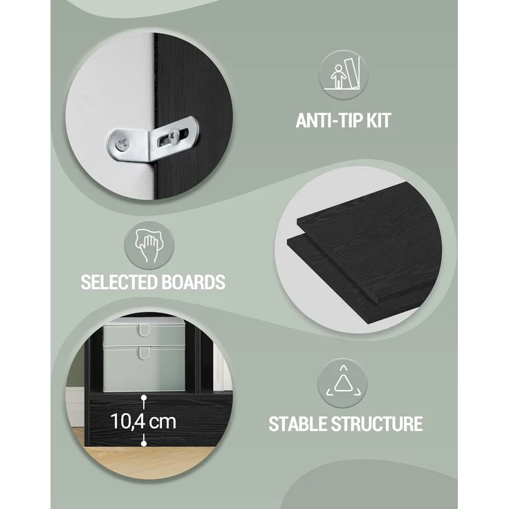 Bücherregal, Bücherschrank, mit 6 Fächern, Aufbewahrungsregal, Standregal, für Wohnzimmer, Büro, Schlafzimmer, 24 x 80 x 170 cm, Schwarz – Bild 8