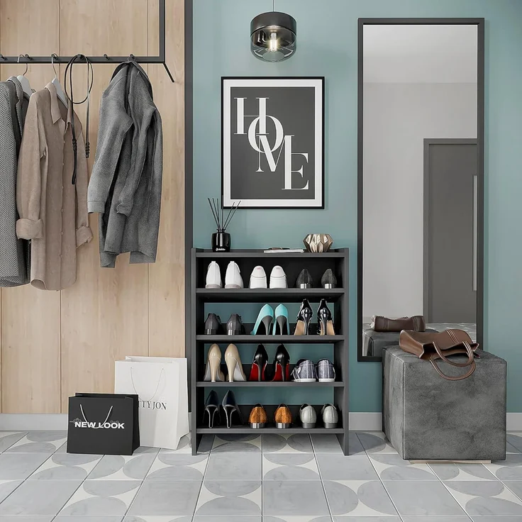 KOMTO Schuhregal Elexis 4 Schmal - Schuhablage Flur mit 4 Ebenen Offener Schuhschrank, Schuhschrank Schuh Organizer Platzsparend, 60 x 25 x 80 cm – Bild 2