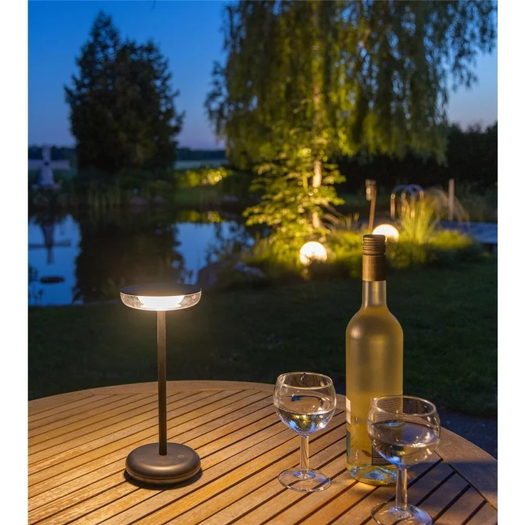 LED Akku-Tischleuchte "Foco Luz" 2900K, IP44, dimmbar, 26cm, matt schwarz – Bild 5