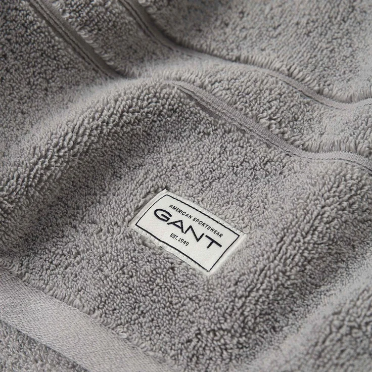 GANT Gästetuch - Premium Handtuch, Frottee, Baumwolle, Logo, uni Grau 30x50cm – Bild 2