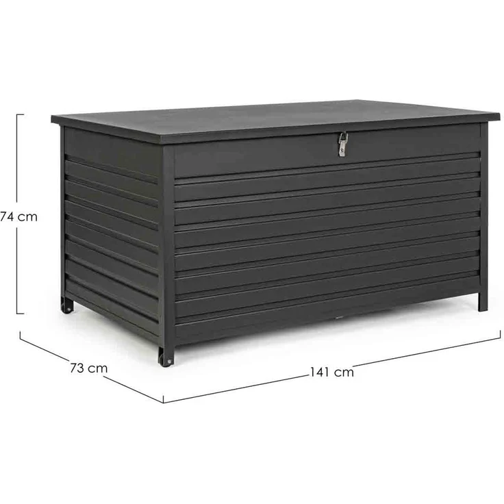 Gartentruhe Citanal aus Aluminium, modern und wetterfest, anthrazit, mit Rädern und Gasdruckfeder – Bild 5