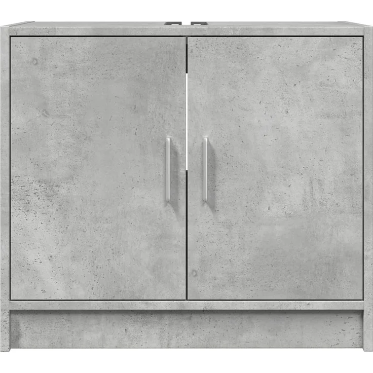 Waschbeckenunterschrank, Badschrank, Unterschrank Betongrau 63x29x55 cm Holzwerkstoff j76p – Bild 4
