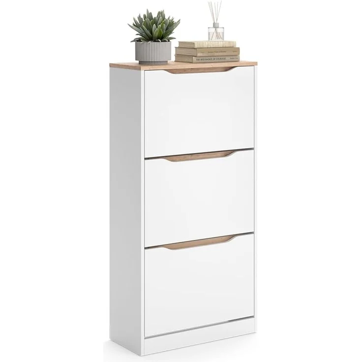 Schuhkipper Ruben Weiß/Artisan-Eiche 60.2 x 120 cm mit 3 Kippfächern Vicco – Bild 5
