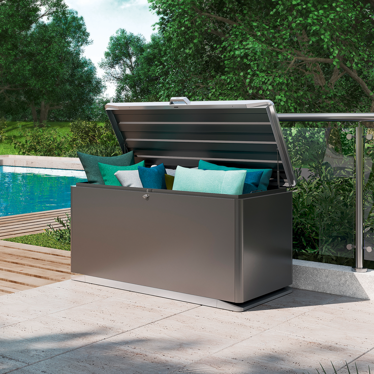 ELEGANO Gartenbox 72x160, Iron Grey / Graphite, Abschließbar, inkl. Einlegekörbe, Aluminium – Bild 2