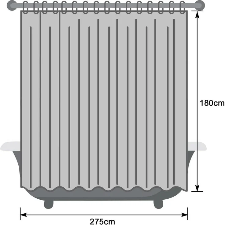 Extra Breiter Weißer Duschvorhang 275x180 Textil Wasserdicht Anti-Schimmel – Bild 7
