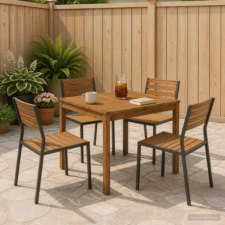 vidaXL Gartentisch LAREN Natur 80 x 80,5 x 75 cm Massivholz Akazie 901248 – Bild 1