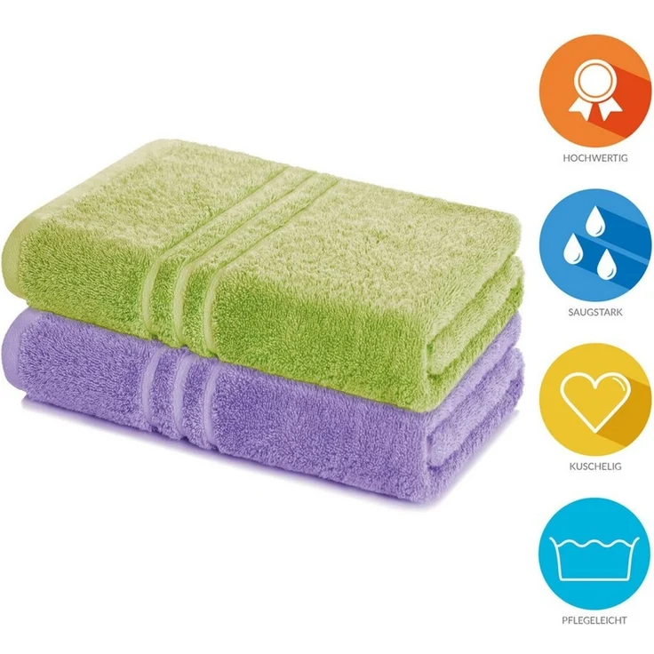 Lavea Badetuch Elena 2er Set Badetücher 100x150 cm, Duschtuch, 500 g/m² Frottier, weich & saugstark, pflegeleicht – Bild 2