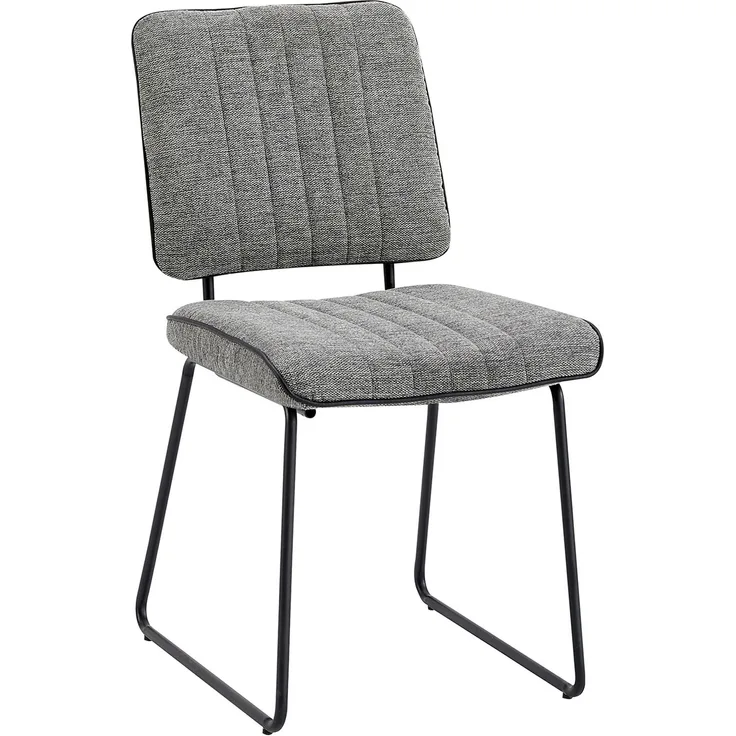byLIVING Esszimmerstuhl 4er Set LIAM / Webstoff grau / Steppung und Keder Kunstleder schwarz / Gestell Metall schwarz / Esszimmerstuhl / Wohnzimmerstuhl / B 45, H 83, T 61 cm