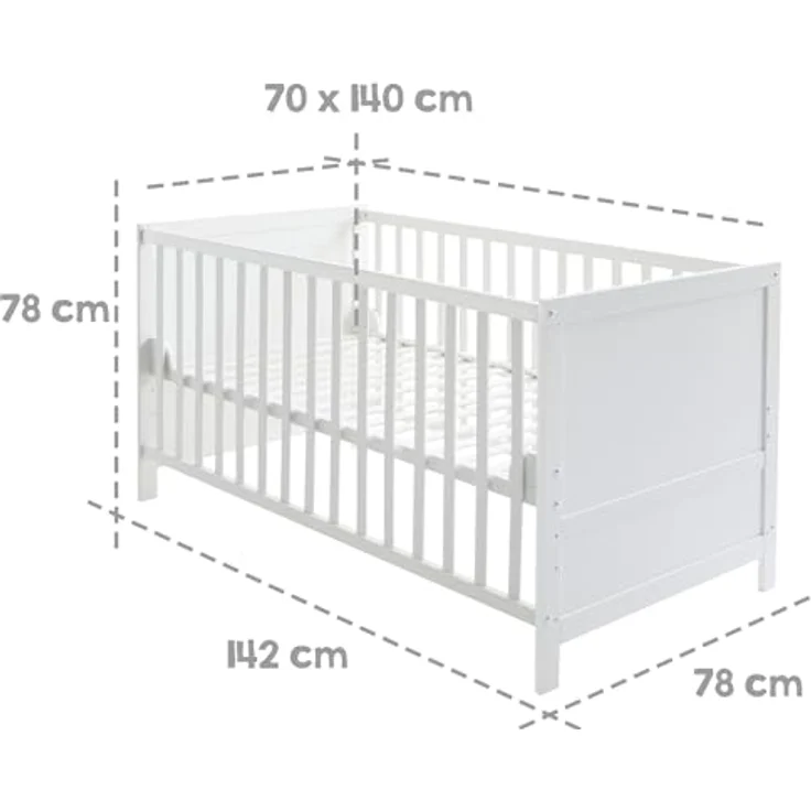roba Kinderbettset „Sterne grau“ – mitwachsendes Babybett mit Matratze, Bettwäsche & Himmel – Bild 6